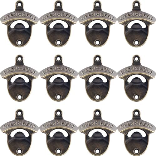 12 PCS Retro Bronze Wall Mounted Bottle Opener Bulk Rustproof by Wallmountedbottleopener