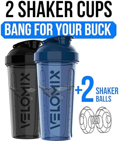 VELOMIX 2 Pack 28oz Protein Shaker Bottle - Image 2