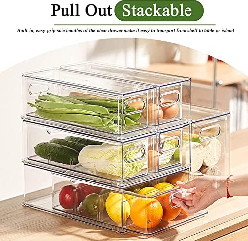 bealy 3 Pack Fridge Organizer and Storage, Fridge Drawers Clear Stackable - Image 2