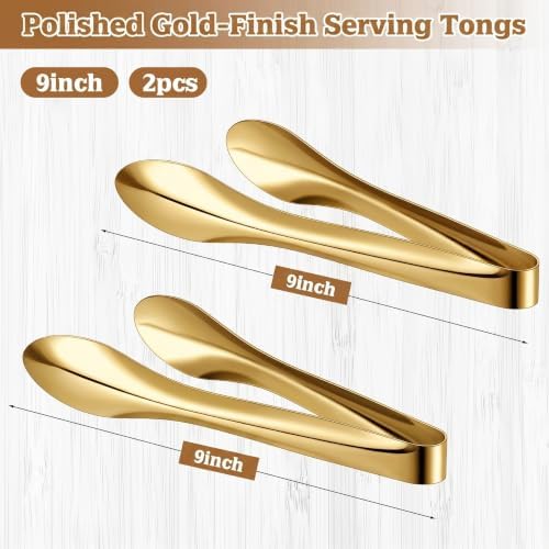 2 Pack Gold Polished Serving Tongs 9 Inch - Image 4
