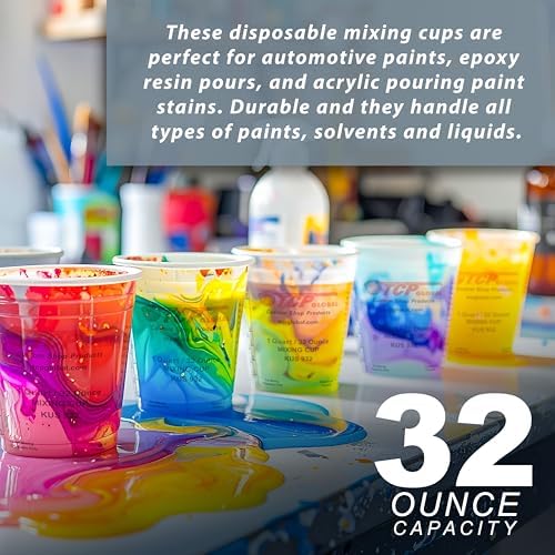Custom Shop Paint Mixing Cups, 12 Pack, Plastic Measuring Cups - Image 2