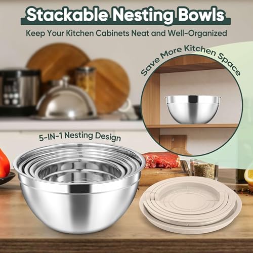 Herogo 5-Piece Nesting Mixing Bowls - Image 4