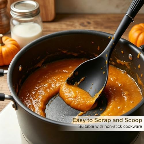 13Inch Silicone Cooking Spoon Spatula, Large Rubber Solid Slotted Spoon Set - Image 6