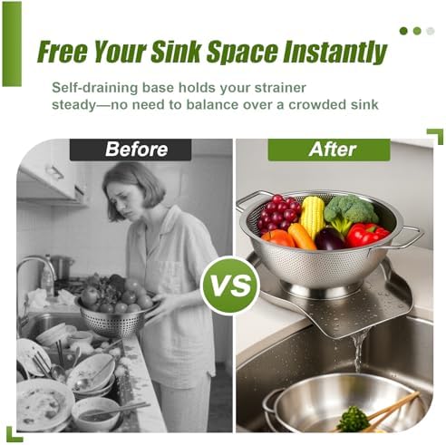 Palksky Colander and Strainer Self Drainer Base Plate Stainless Steel - Image 4