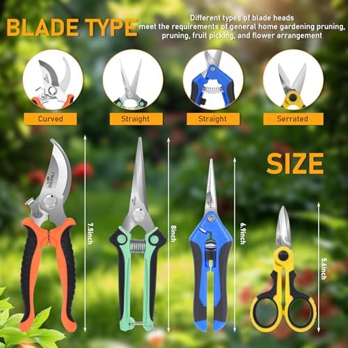 4-Pack Multifunctional Garden Scissors Set-BIDMLI Stainless Steel Pruning - Image 3