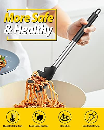 Silicone Pasta Fork, Kitchen Noodle Spoon Server, 2 Pack - Image 3