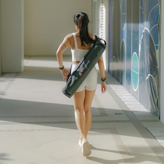 Liforme Original Yoga Mat – Free Yoga Bag Included - Patented Alignment System, Warrior-like Grip, Non-slip, Eco-friendly, sweat-resistant, long, wide, 4.2mm thick mat for comfort