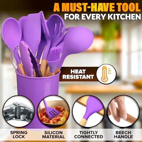 12 Pcs Purple Kitchen Accessories Set - Image 3