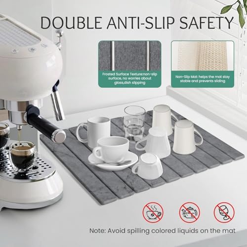 Stone Dish Drying Mat Collapsible Diatomaceous Earth Absorbent Mat Quick Dish - Image 4