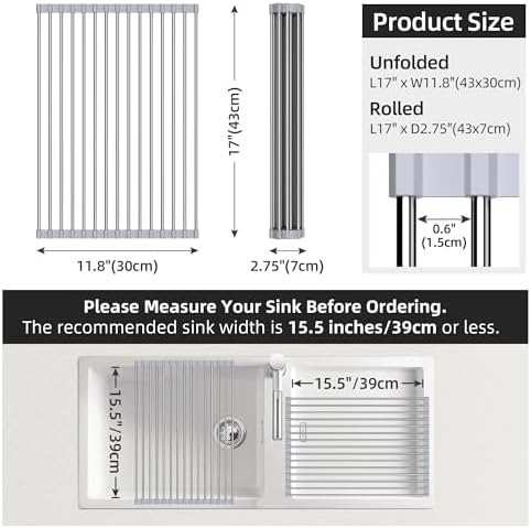 Over Sink Dish Drying Rack, Roll Up Dish Drying Rack - Image 5
