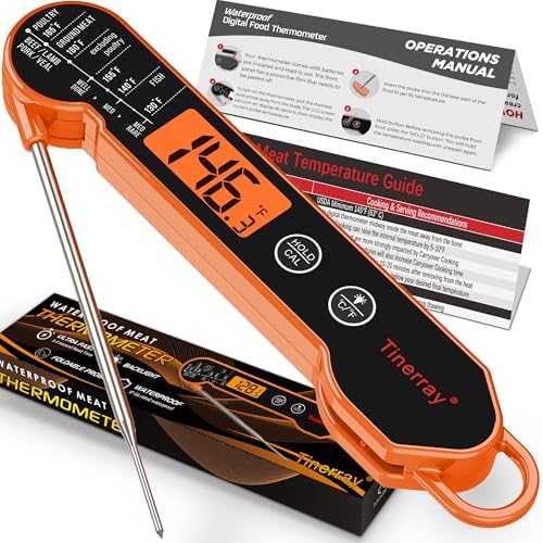 Professional Digital Meat Thermometer Instant Read Waterproof – Folding Probe by TINERRAY