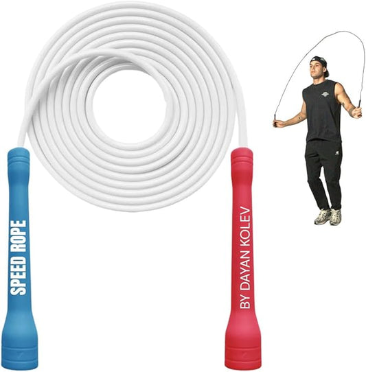 Speed Jump Rope by Dayan Kolev, 5mm PVC Skipping Rope, Great for Beginners and Advanced Athlets, Designed for Fitness, Cardio, Boxing & CrossFit, Adjustable length with Unbreakable Handles