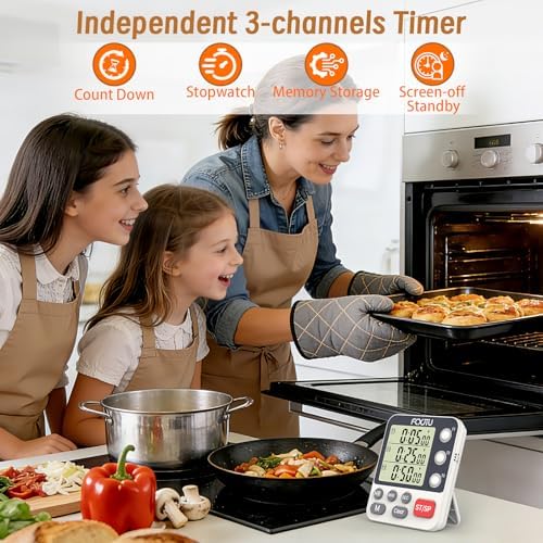 Digital Dual Kitchen Timer, 3-Channel Magnetic Countdown Timer - Image 2