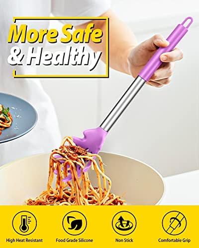 Silicone Pasta Fork, Kitchen Noodle Spoon Server, 2 Pack - Image 4