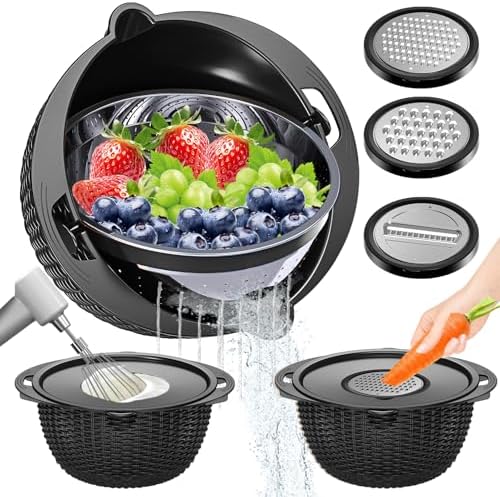 4-in-1 Colander Set, Patented Rotatable Strainer, Kitchen Gadgets -Black by UTTKOJ