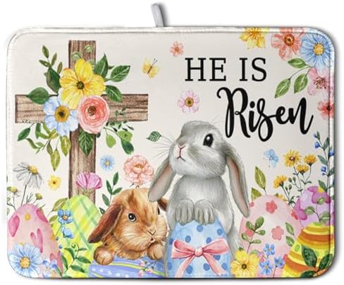 He is Risen Easter Dish Drying Mat by Kwlegh