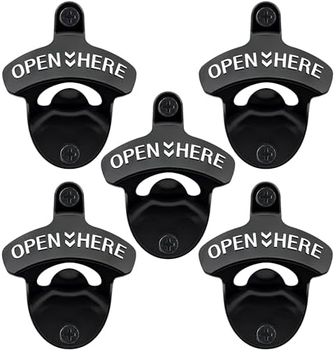 Black Wall Mounted Beer Bottle Cap Opener Stainless by Wallmountedbottleopener
