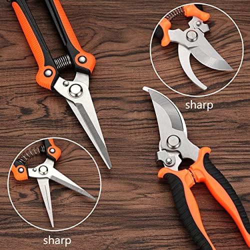 5 pack Garden Pruning Shears Stainless Steel Blades, Handheld Scissors Set - Image 6
