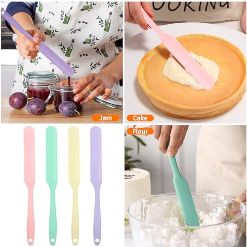 4 Pcs Silicone Jar Spatula, Small Scraper Skinny Spreader - Image 3