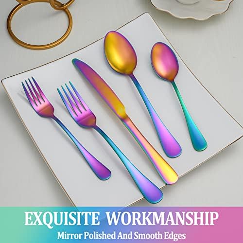 30 Pcs Rainbow Silverware Set Service - Image 4