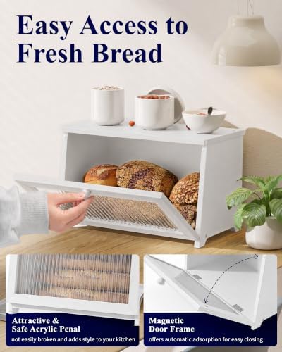 Kitsure Wooden Bread Box for Kitchen Countertop - Image 5