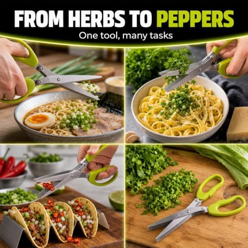 5-Blade Stainless Steel Herb Scissors Multipurpose Kitchen Gadgets - Image 5