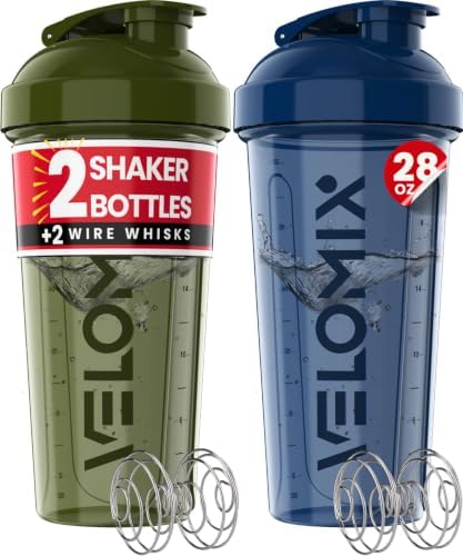 VELOMIX 2 Pack 28oz Protein Shaker Bottle by VELOMIX