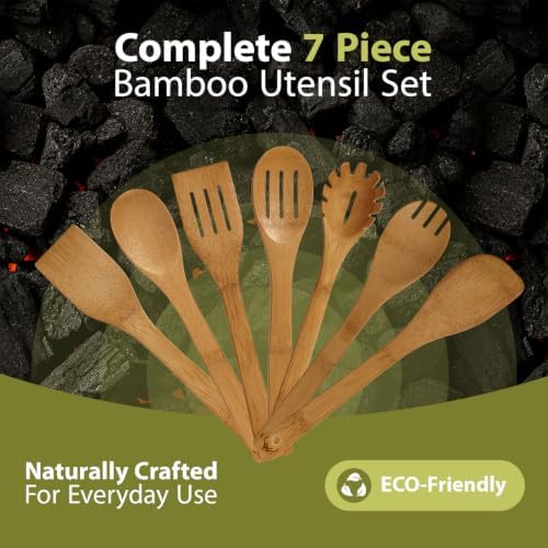 7PCS Carbonized Bamboo Wooden Spoons - Image 5