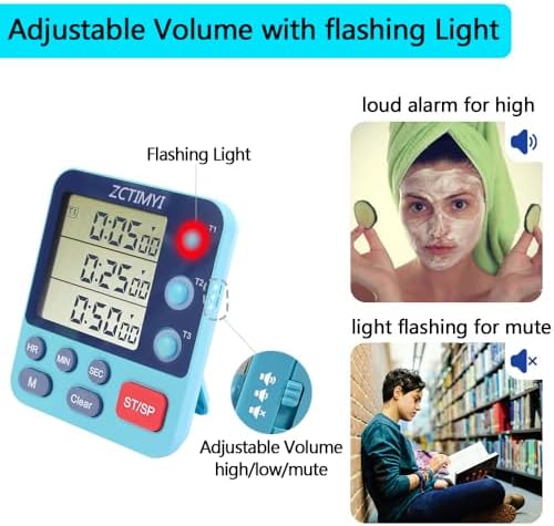 Dual Digital Timer for Kitchen Cooking, 3 Channels Count Down/Up Triple Timer - Image 5