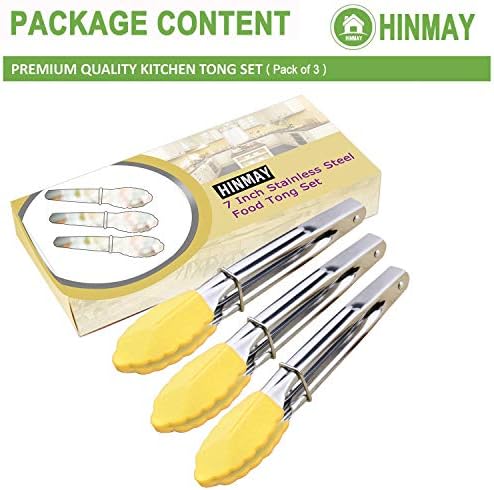HINMAY 7-Inch Mini Tongs with Silicone Tips - Image 3