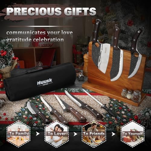Huusk Butcher Knife Set with Roll Bag - Image 2