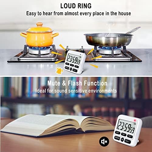4-in-1 Digital Timer with Count Up/Down, Clock & Alarm, Ring & Silent Modes - Image 3