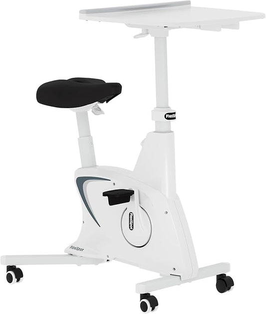 FLEXISPOT Exercise Bike with 2D Desktop, Space Saving Under Desk Bike with Removable Desk, Stationary Bikes Indoor Bikes with 300LBS Heavy Duty 8-Level Resistance Flywheel Optional LCD, V9PRO/V9MAX