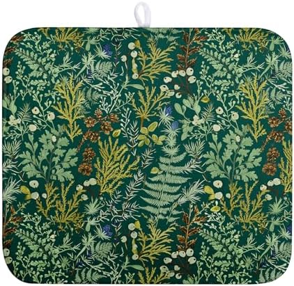Dark Green Plant Dish Drying Mat by Wnoesat