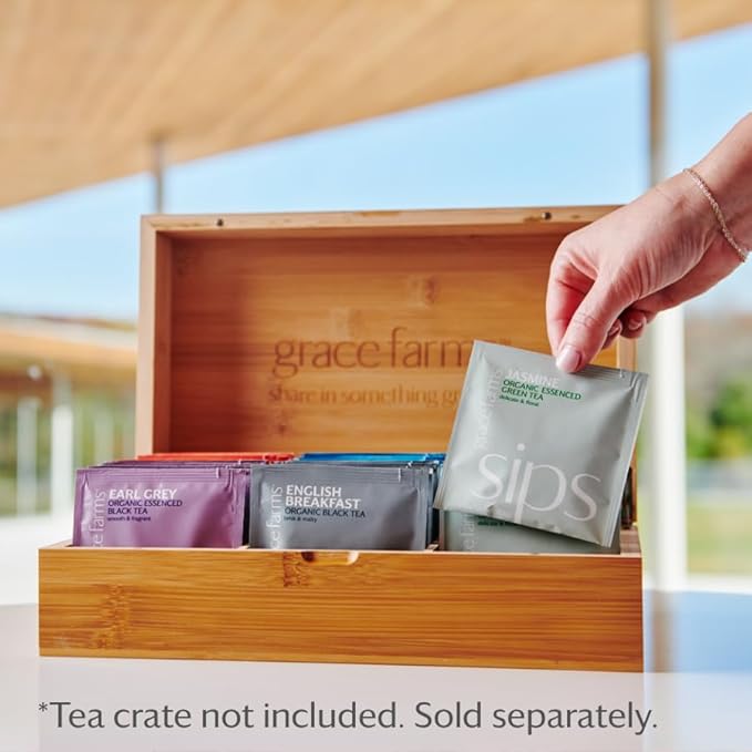 Grace Farms Organic Earl Grey Black Tea, (100 Enveloped Pyramid Sachets w/String & Tag) | Bergamot Oil | Fairtrade & Kosher | Gives Back 100% of Profits