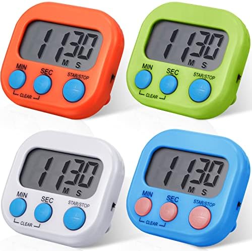 Weewooday 4 Pcs Multi-func Electronic Kitchen Classroom Timer, 4 Colors by Weewooday