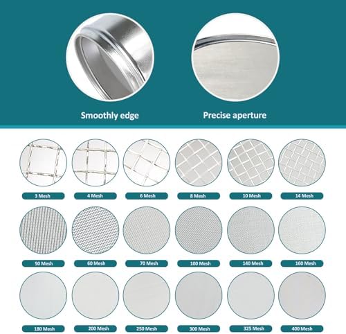 4" 304 Stainless Steel Lab Sieve, 60 Mesh Screen Sifter - Image 3