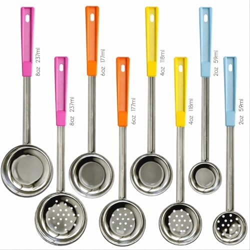 Portion Control Serving Spoons, 8 Piece Set Stainless Steel Measuring Cups by JoyServe