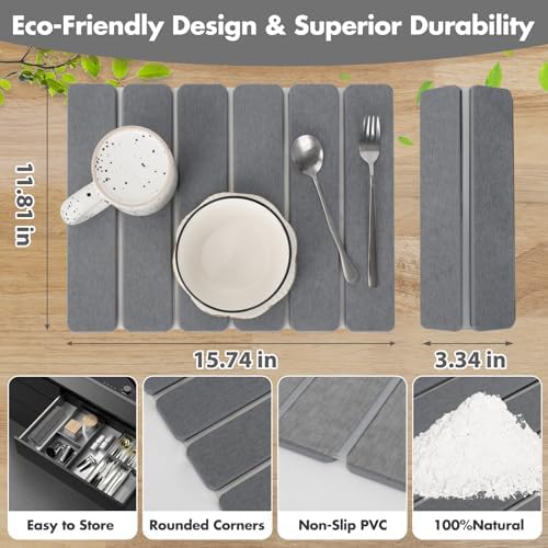 Stone Dish Drying Mat for Kitchen Counter, Eco-friendly, Instant Drying Pad - Image 3