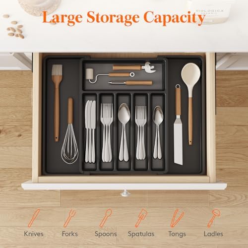 Lifewit Extra Large Silverware Drawer Organizer, Expandable Utensil Tray - Image 5