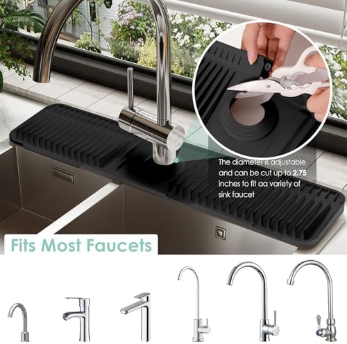 24 Inch Silicone Faucet Mat for Kitchen Sink Splash Guard Behind Faucet - Image 3