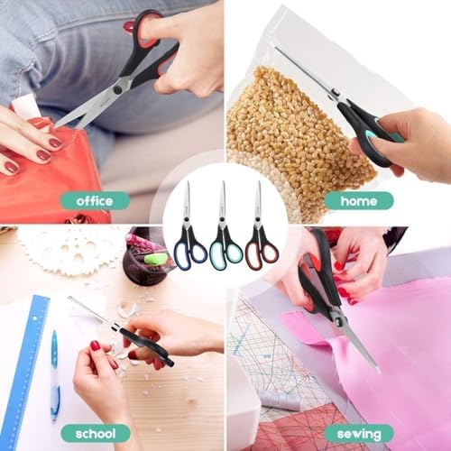 iBayam 8.5" All Purpose Sharp Black Scissors, Comfort-Grip Handles - Image 6