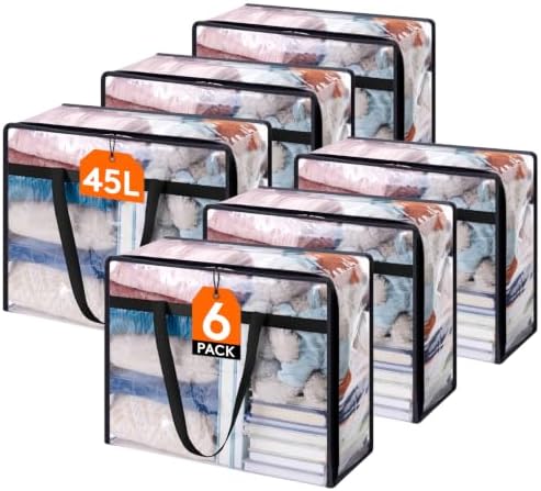 Lifewit 45L Clear Clothes Storage Bags, Plastic Foldable Blanket Storage Bag by Lifewit