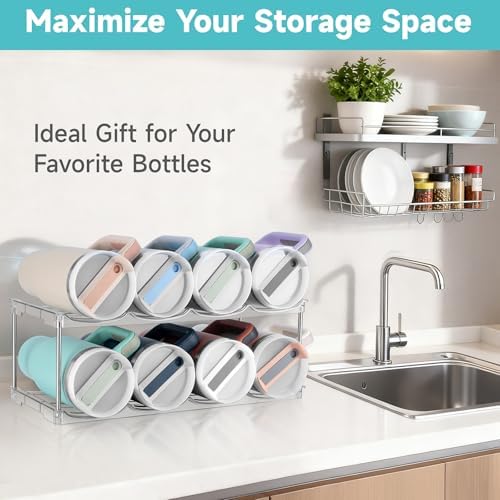 spospo Stackable Water Bottle Organizer Large Compartment Bottle Holder - Image 5