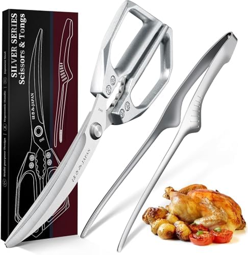 Huusk Kitchen Scissors and Cooking Tong, Kitchen Shears Set all Purpose by HuuskKnife