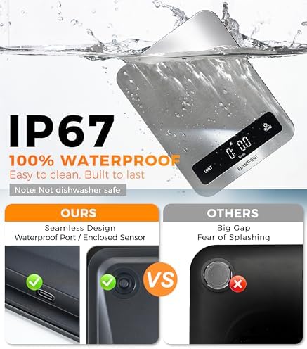 Waterproof Food Scale, 22lb Kitchen Scale, Rechargeable - Image 2