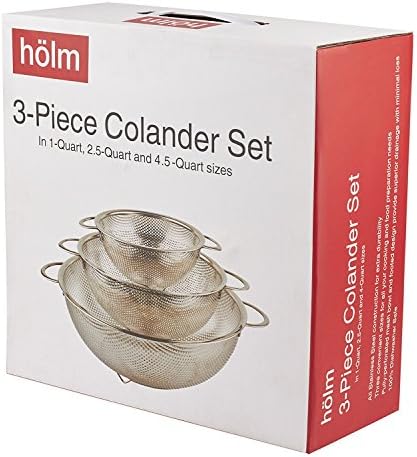 3-Piece Stainless Steel Mesh Micro-Perforated Strainer Colander Set - Image 6