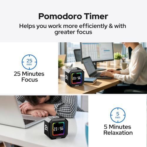 Kitchen Timer Visual Timer for Kids Color Display Gravity Sensor Cube - Image 3