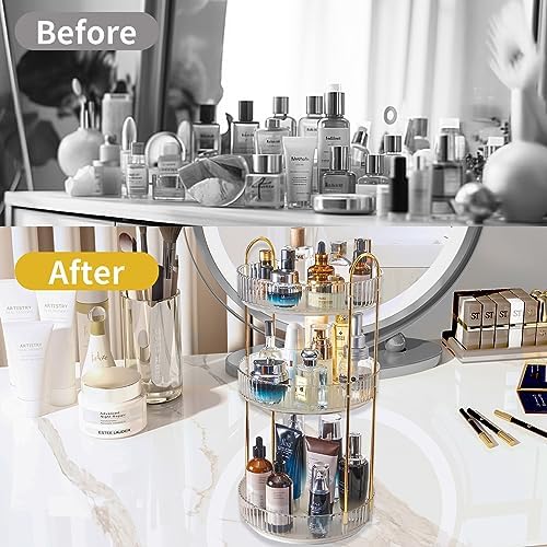 Asayuee 360 Rotating Makeup Organizer, 3 Tier Large Capacity Make Up Organizers - Image 5