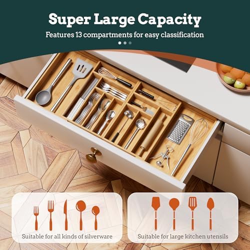 Silverware Organizer Large, Magnetic Connected Expandable 13 Slots Silverware - Image 2